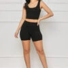 Contour Ribbed Biker Short Set (Black)