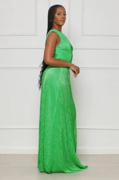 Summer Games One Shoulder Plisse Maxi Dress (Green)- FINAL SALE -Lilly's Kloset lilly4 18 236243
