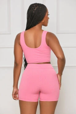 Contour Ribbed Biker Short Set (Pink Carnation) 9 Contour Ribbed Biker Short Set (Pink Carnation) -Lilly's Kloset lilly4 18 236270