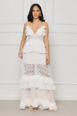 Dreamy Coast Ruffle Maxi Dress (White)- FINAL SALE