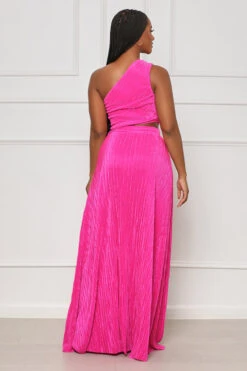 Summer Games One Shoulder Plisse Maxi Dress (Pink) -Lilly's Kloset lilly4 18 236387