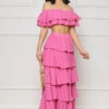 Let's Salsa Crop Ruffle Skirt Set (Pink)- FINAL SALE