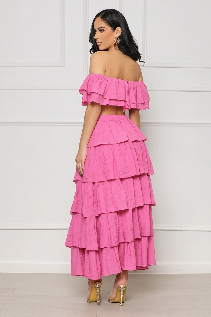 Let's Salsa Crop Ruffle Skirt Set (Pink)- FINAL SALE 4 Let's Salsa Crop Ruffle Skirt Set (Pink)- FINAL SALE - Image 4