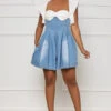 Bossin' Around Denim Babydoll Dress (Blue Multi)- FINAL SALE