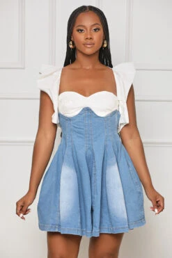 Bossin' Around Denim Babydoll Dress (Blue Multi)- FINAL SALE -Lilly's Kloset lilly4 18 236789