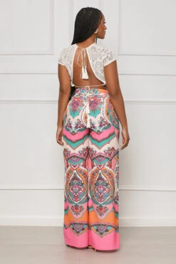 Can't Replace Me Abstract Trousers (Pink Multi)- FINAL SALE -Lilly's Kloset lilly4 18 236964