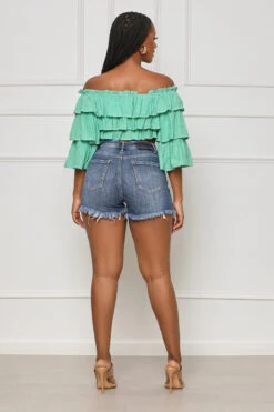 Back At It Ruffle Crop Top (Green)- FINAL SALE -Lilly's Kloset lilly4 18 237068