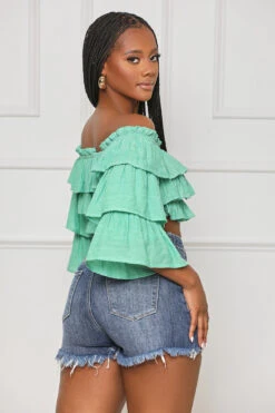 Back At It Ruffle Crop Top (Green)- FINAL SALE -Lilly's Kloset lilly4 18 237079