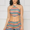 Best Summer Halter Shorts Set (Tan Multi)- FINAL SALE