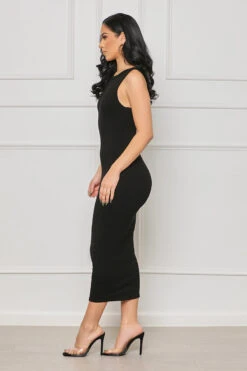 Contour Ribbed Midi Dress (Black) -Lilly's Kloset lilly4 18 237293