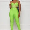 Lace Corset Bandage Pants Set (Green)- FINAL SALE