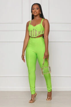 Lace Corset Bandage Pants Set (Green)- FINAL SALE -Lilly's Kloset lilly4 25 2311860