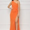 The Headliner One Shoulder Maxi Dress (Orange)-FINAL SALE
