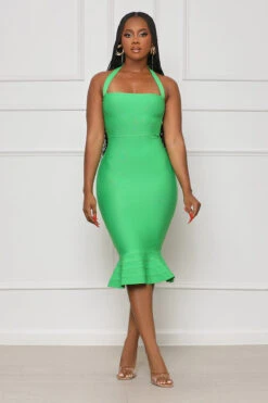 Bandage Midi Dress (Green) -Lilly's Kloset lilly4 25 2311917
