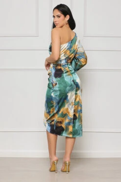 Lost In You One Shoulder Midi Dress (Blue Multi) -Lilly's Kloset lilly4 25 2312180
