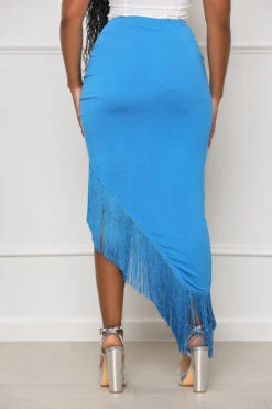 Right On Cue Fringe Midi Skirt (Blue)- FINAL SALE -Lilly's Kloset lilly4 25 2312505