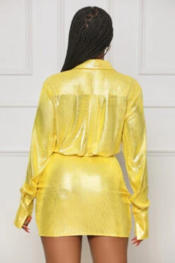 Fiery Nights Plunge Mini Dress (Yellow)- FINAL SALE -Lilly's Kloset lilly4 25 2312581