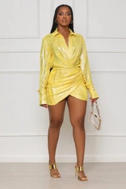 Fiery Nights Plunge Mini Dress (Yellow)- FINAL SALE -Lilly's Kloset lilly4 25 2312600