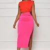 So Effortless Color-Block Cut-Out Dress (Pink Multi)