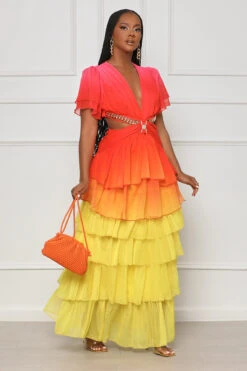 Playful Sunshine Ruffle Maxi Dress (Red Multi)- FINAL SALE -Lilly's Kloset lilly4 4 230834