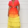 Playful Sunshine Ruffle Maxi Dress (Red Multi)- FINAL SALE