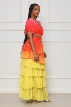 Playful Sunshine Ruffle Maxi Dress (Red Multi)- FINAL SALE -Lilly's Kloset lilly4 4 230869