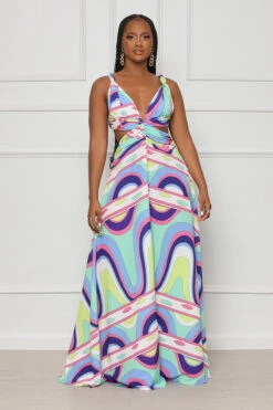 Island Illusions Abstract Maxi Dress (Green Multi)- FINAL SALE