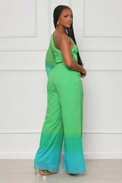 Feeling Martini's One Shoulder Ombre Jumpsuit (Green Multi)- FINAL SALE -Lilly's Kloset lilly4 4 231480