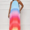 Dancing Desire Pleated Ombre Maxi Dress (Red Multi)- FINAL SALE