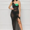 Sweetheart Mesh Midi Dress (Black Multi)- FINAL SALE