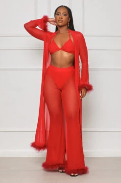 Evening Affair Sheer 3 Piece Set (Red)- FINAL SALE