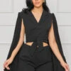 Posh Living Pleated Shorts Set (Black)- FINAL SALE