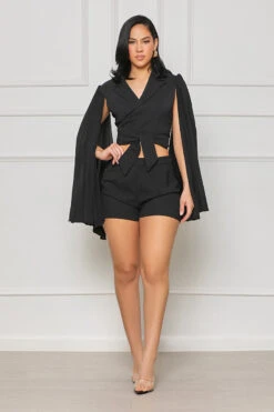 Posh Living Pleated Shorts Set (Black)- FINAL SALE -Lilly's Kloset lilly4 4 232323