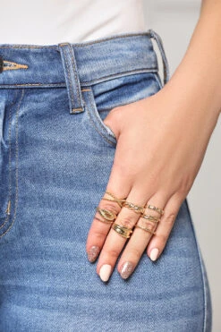 8 Piece Gold Ring Set