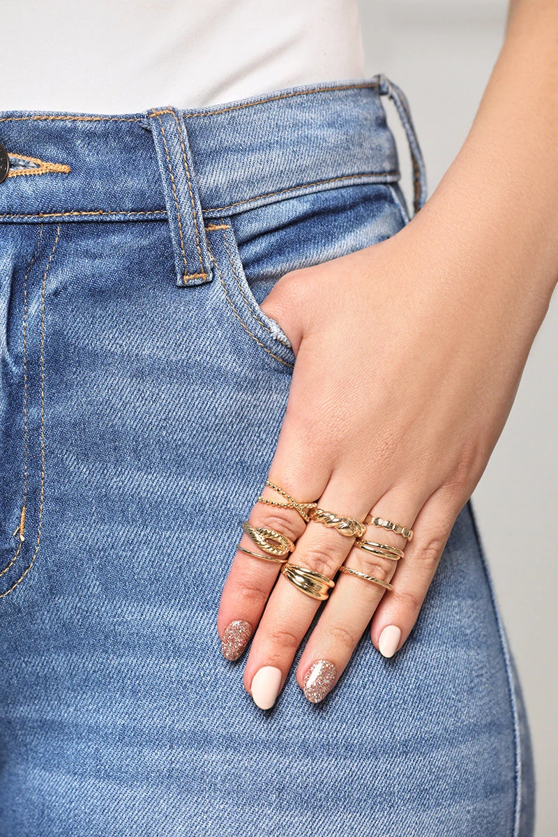 8 Piece Gold Ring Set 1 8 Piece Gold Ring Set