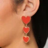 Red Heart Drop Earrings