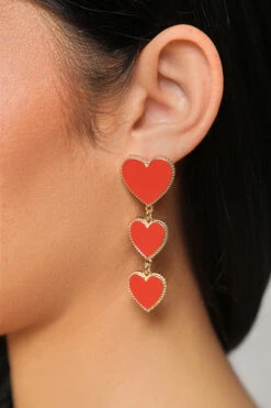 Red Heart Drop Earrings