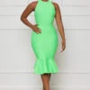 Backless Halter Bandage Dress (Green)- FINAL SALE