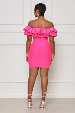 Bubble-Yum Off Shoulder Bandage Dress (Hot Pink) -Lilly's Kloset lilly5 10 2319044