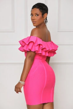 Bubble-Yum Off Shoulder Bandage Dress (Hot Pink) -Lilly's Kloset lilly5 10 2319058
