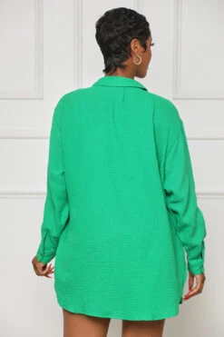 Long Sleeve Linen Button Down Top (Green)- FINAL SALE -Lilly's Kloset lilly5 10 2319316