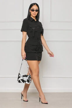 Around The Way Cargo Shirt Dress (Black)- FINAL SALE -Lilly's Kloset lilly5 10 2319347