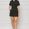 Around The Way Cargo Shirt Dress (Black)- FINAL SALE