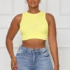 Contour Ribbed Crop Top (Yellow)