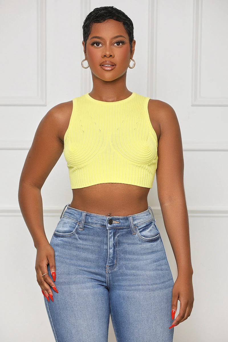 Contour Ribbed Crop Top (Yellow) 1 Contour Ribbed Crop Top (Yellow)