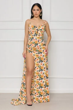 Fancy Girl Sweetheart Floral Maxi Dress (Yellow Multi)- FINAL SALE