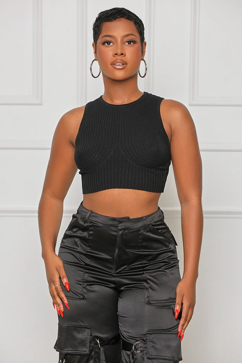 Contour Ribbed Crop Top (Black) 1 Contour Ribbed Crop Top (Black)