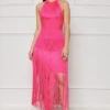 Best Behavior Fringe Bandage Dress (Pink)- FINAL SALE