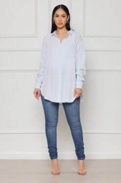 Long Sleeve Linen Button Down Top (Blue)- FINAL SALE -Lilly's Kloset lilly5 10 2319985