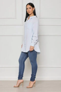 Long Sleeve Linen Button Down Top (Blue)- FINAL SALE -Lilly's Kloset lilly5 10 2319990